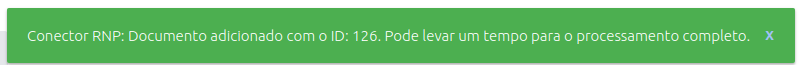 Confirmação de registro pelo conector.